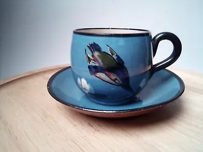 Buy WATCOMBE Pottery TORQUAY  Cup & Saucer Blue Diving Kingfisher  12 Cm • 8£