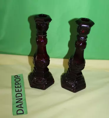 Buy Ruby Red Glass Avon Cape Cod 1876 Pair Of Charisma Cologne Candlesticks Empty • 37.27£