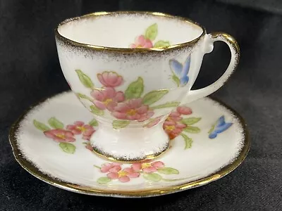 Buy VTG Royal Standard England Fine Bone China Butterfly & Flowers Tea Cup & Saucer • 26.09£