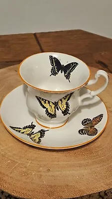 Buy Royal Park Fine Bone China Staffordshire England Tea Cup Saucer With Butterflies • 10£