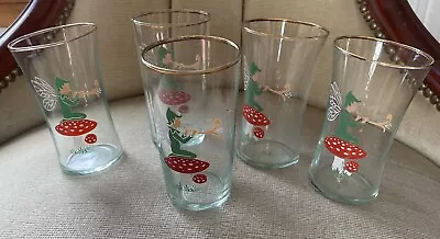 Buy 5 Vintage 1930's Pixie Toadstool Fairy Drinking Glasses  • 0.99£