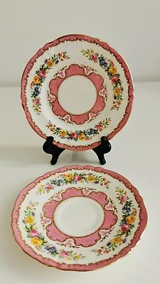 Buy Vintage Fine Bone China Crown Staffordshire Saucer & Side Plate Pink/gold Band • 10£