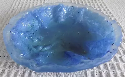 Buy Art Glass Kiln Formed Fused Small Blue Abstract Glass Dish • 10£