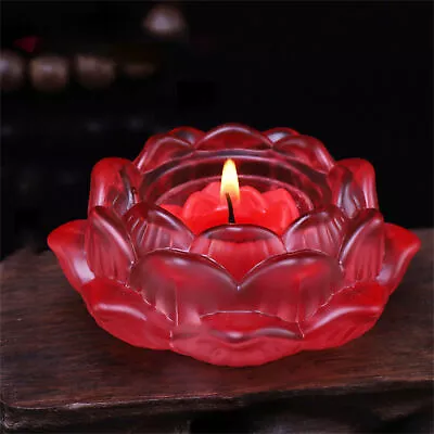 Buy Candlestick Home Decor Craft Tea Light Crystal Glass Lotus Flower Candle Holder • 8.68£