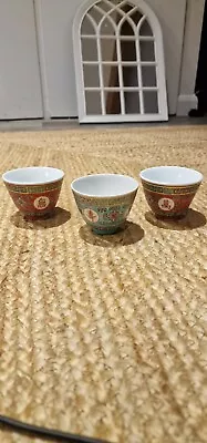 Buy Vintage Chinese, Famille Rose Tea Cup Set Porcelain Mun Shou Longevity X3 • 3.99£