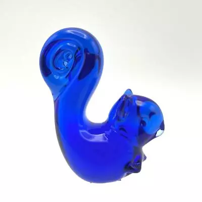 Buy Small Cobalt Blue Hand Blown Art Glass Squirrel Figurine Paperweight 8.5cm Tall • 14.95£