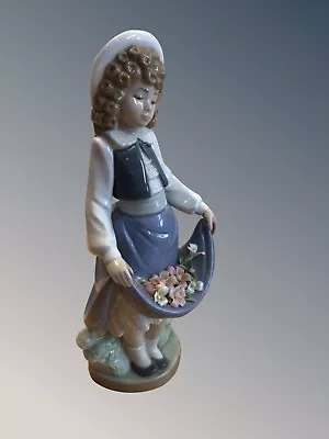 Buy NAO By Lladro #1005  The School Girl  Holding Flowers~1986~RP $170,Retired Notes • 45£