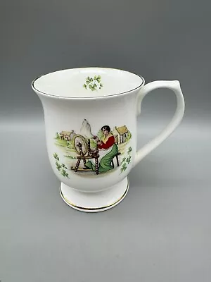 Buy Vintage Berkshire Fine Bone China Irish Themed Mug Shamrocks  Lady Spinning  • 7£