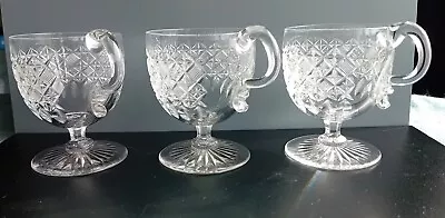 Buy Early 19th C Custard Cups Glasses Hand Blown Hand Cut Set Of 3 Antique Glassware • 25£