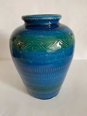 Buy Mid Century Bitossi Style Rimini Blue Ceramic Vase • 65£