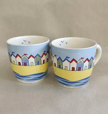 Buy 2 X Studio Poole Pottery Beach Huts Hand  Painted Mug 3.5 Tall By 3.5  Wide • 16£