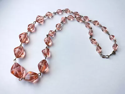 Buy Vintage 1930s Art Deco Czech Bohemian Rare Salmon Glass Bead Necklace • 14.99£