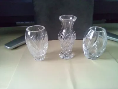 Buy 3 X Tyrone  Cut Crystal Vases -Ex Cond - Stamped - NO BOX SEE DESC OTHERS LISTED • 11.75£