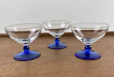 Buy Cobalt Blue Stem Cocktail Coupes Set Of Three Barware • 22.87£