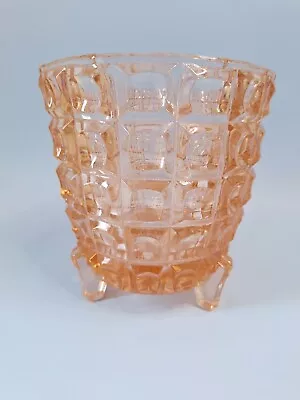 Buy Vintage Pink Pressed Glass Three Footed Vase • 10£