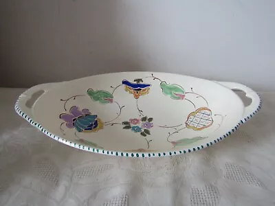 Buy Vintage Honiton Pottery Devon Handled Dish Fruit Bowl 34cm X 21cm • 10.79£