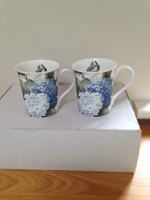 Buy National |Trust Hydrangea Fine China Mugs X 2  Used VG Con • 6.59£