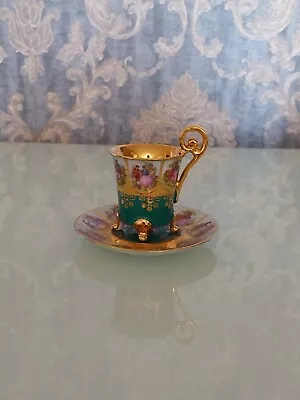 Buy Bavarian Adler Demitasse 4 Footed Gold Inlaid Cup With Saucer Handpainted • 40£