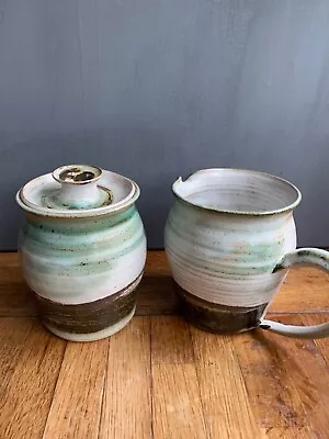 Buy Gairloch Pottery Pair - Wide Handled Jug And Decorative Pot With Lid • 35£