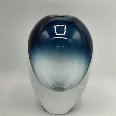 Buy Very Heavy Glass Drop Vase Cobalt Blue And Clear - 18cm  • 10£