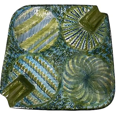 Buy Unique Vtg Mid Century Modernist Raymor Bitossi Italy Blue Green Pottery Ashtray • 37.28£