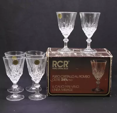 Buy RCR GLASSES Royal Crystal Rock Set Of 6 Boxed Crystal Cut Mirage Sherry Glass • 4.99£