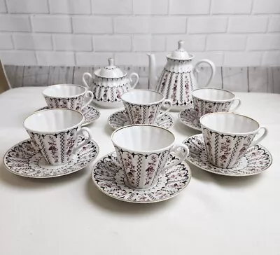 Buy Vintage Lomonosov Russia ~ Floral ~ 16 Piece Porcelain Coffee Tea Set • 214.33£