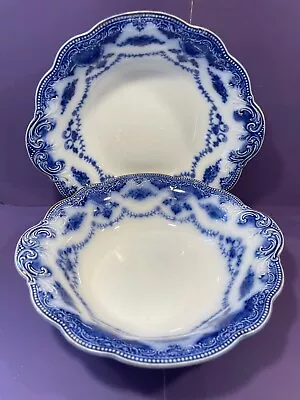Buy PAIR Vintage FLOW BLUE Grindley WAVERLY Pattern Round Serving Bowls 8 1/2  • 23.29£