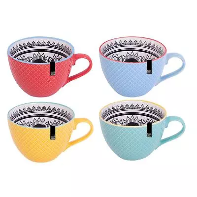 Buy Set Of 4 Bohemian Modern Design Embossed Mugs New Bone China Coffee Tea Cups • 16.99£