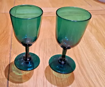 Buy Georgian Glassware Bristol Green Wine Glasses X 2 Antique Lead Crystal-Nice Ring • 79.99£