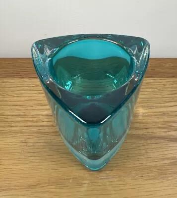 Buy Triangular Teal Colour Glass Tea Light  Candle Holder 3.5 Inch • 4.95£