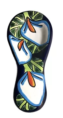 Buy Mexican Talavera Pottery Folk Art Small Spoon Rest Blue • 21.43£