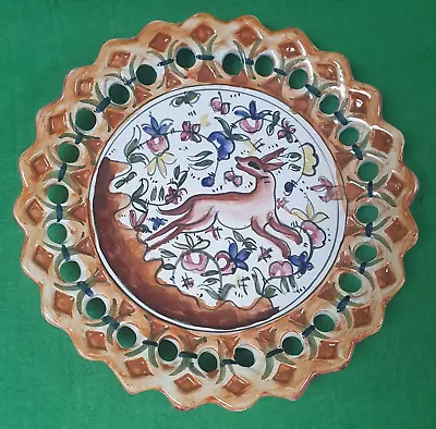 Buy Vintage Hand Painted Pierced Edge 8.5  Plate - Made In Portugal #R246 • 5.99£