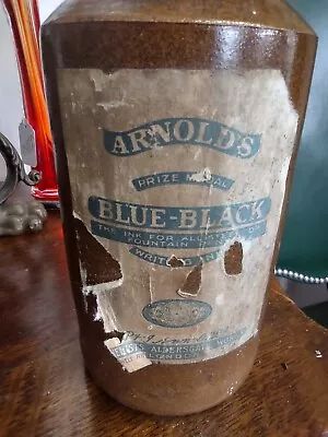 Buy Antique Victorian Stoneware Bottle Arnold's Blue-Black Ink With Copper Funnel  • 0.99£