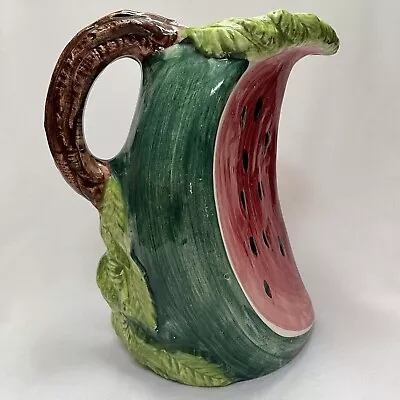 Buy Watermelon PITCHER Bassano Pottery Handmade Italy 10  VTG Don January Estate • 41.93£