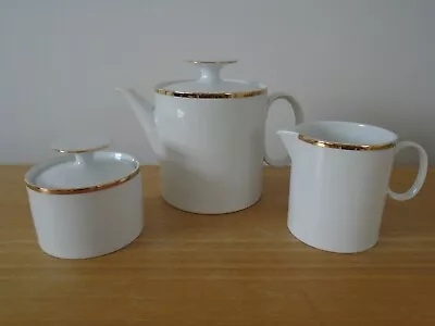 Buy Thomas China Teapot Set Inc Milk & Sugar  - Thick Gold Band • 14£