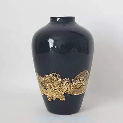 Buy VTG Stuart Strathearn Jet Black Glass Urn W/Gold Foil Bud Vase HandBlown 5.25  • 29.88£