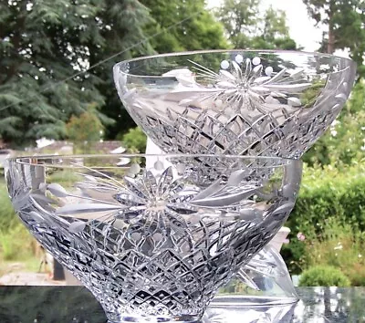 Buy 2x THOMAS WEBB Lead Crystal Cut Glass Decorative Centrepiece Bowls 22 Cm, 1.5 Kg • 60£