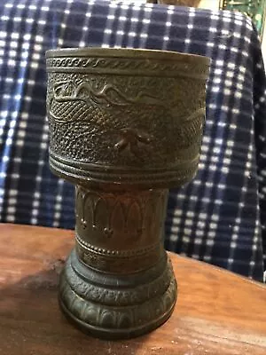 Buy Vintage Dragon Chalice Goblet Gold Painted 8” Tall 4” Diam Pottery Magic Spells • 10.50£