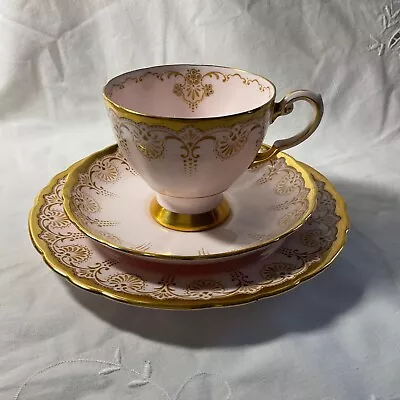 Buy Tuscan Fine Bone China Trio - Pink And Gold, Cup, Saucer, Plate • 19.95£