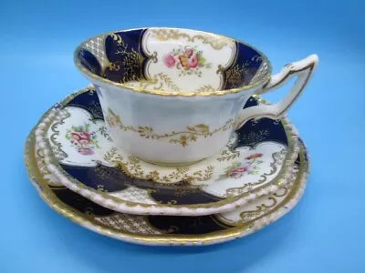 Buy Antique Coalport Batwing Trio Tea Cup Saucer Plate Cobalt Blue Gold Trim Y2665 • 121.14£