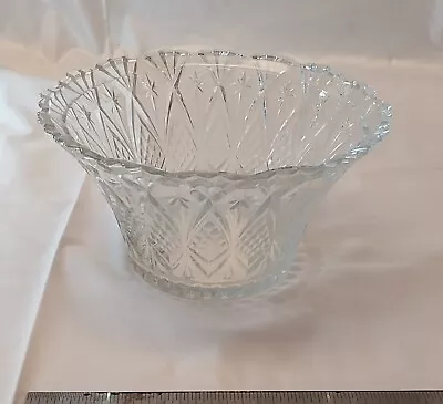 Buy Vintage Pressed Glass Candy Bowl North Star Diamond Pattern 4  In Tall 7  Wide • 10.95£