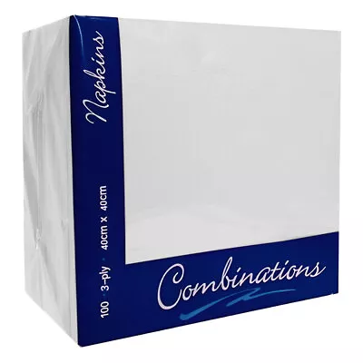 Buy Combinations White Paper Napkins Disposable Serviettes 3 Ply 40 Cm X 40 Cm • 66.95£
