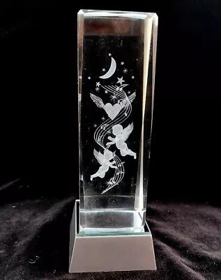 Buy Cherubs Crystal Glass Block Laser Engraved Ornament And Light Box • 10£