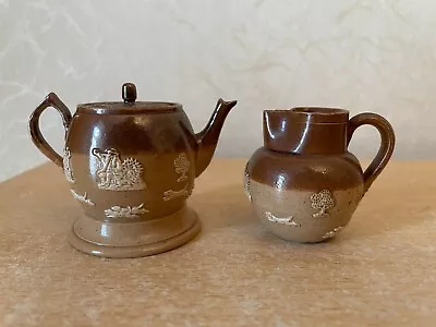 Buy Doulton Lambeth Miniature Tea Pot 2  Tall X 2.75  Long & Milk Jug • 29.99£