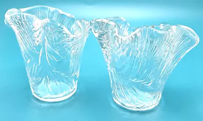 Buy Set Of 2 Pinch Clear Glass Votive Candle Holders Thick Glass 3 5/8  Tall • 13.96£