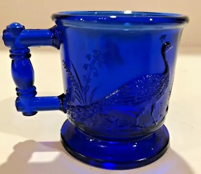 Buy Degenhart Childs Mug Cup Cobalt Blue With Peacock And Stork Excellent • 13.51£
