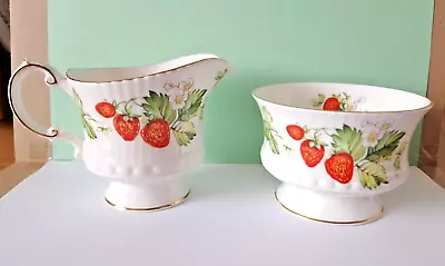 Buy Queens Rosina China - Virginia Strawberry Milk Jug & Sugar Bowl • 16£