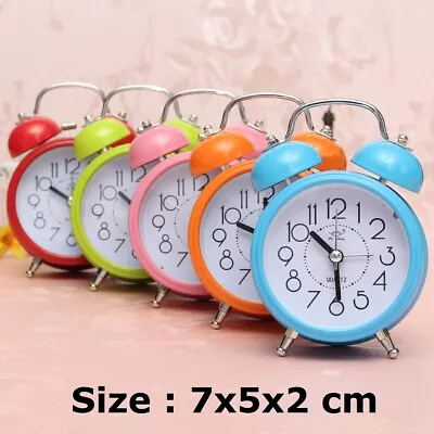 Buy Classic Double Bell Mini Alarm Clock Quartz Movement Bedside Night Analog Clock • 4.99£