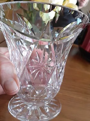 Buy Vintage Pretty   Crystal Cut Glass Footed Bud Vase • 8£